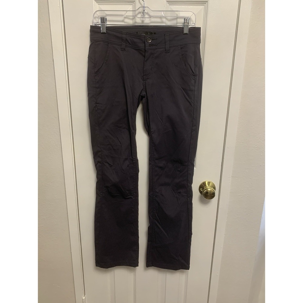 PrAna Halle Straight Leg Stretch Hiking Womens Pants Gray 2 Roll Up Pant Leg